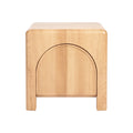 Minimalist Wooden Stool with Curved Design and Textured Panel